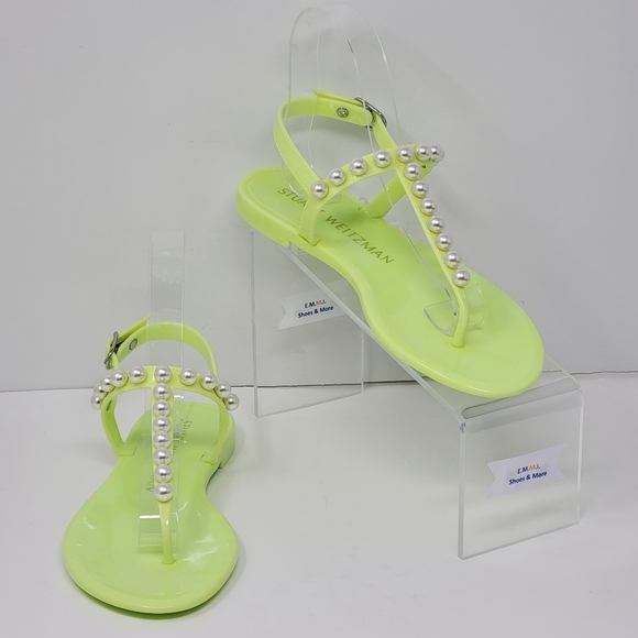Stuart Weitzman Pearl Crystal Jelly Green Sandals Women's Size 6B New - Picture 1 of 9